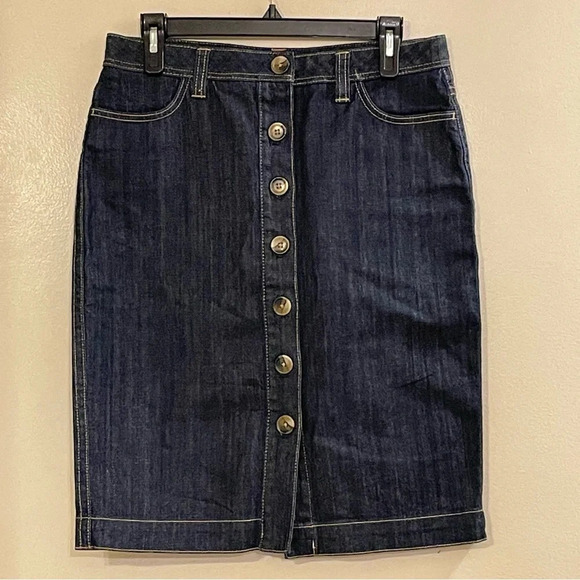 BODEN NWOT Button Front Denim Midi Skirt - Picture 1 of 6